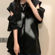 Hongxun Áo Thun Nữ Mới Mùa Hè áo tay áo có thể tháo rời dáng rộng đa năng kiểu Mỹ hip hop đường phố