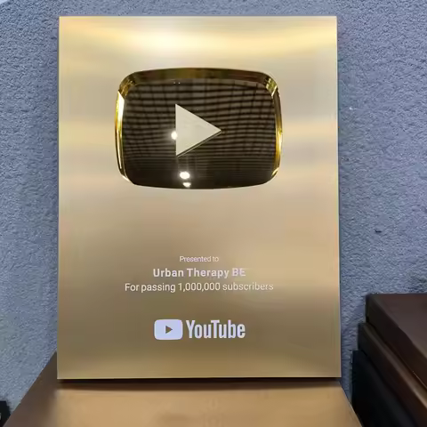 Personalized Gold YouTube Play Button Award Custom Plaque