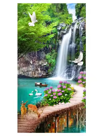5d Diy diamond painting waterfall natural scenery full square drill diamond embroidery rhinestone pa