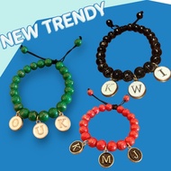 Intial Bracelet|Intial Charm Bracelet |Beads Bracelet |Gelang Manik Hitam|Gelang Manik Hijau|Gelang 