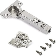 Emuca - X92 Soft Close Hinge - 105º Opening Angle - Screw On Mounting Plate - Satin Nickel - Pack of 20