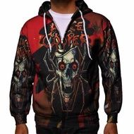 Alice Cooper 'SKULL' Fans Apparel Fullprint Zipper Hoodie Jacket Polyester Jersey Material [Hoodie W