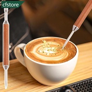 CFSTORE Stainless Steel Coffee Needles Coffee Pull Flower Needle Espresso Latte Decor Art Pen Wooden