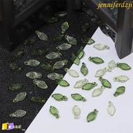 JENNIFERDZJI Green Transparent Leaf Shape Beads, Leaf Shape Transparent Green Acrylic Leaf Beads, Ac