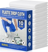 Plastic Drop Cloths for Painting 9x12 Ft Extra Large Painting Supplies Plastic Sheet Dust Cover for