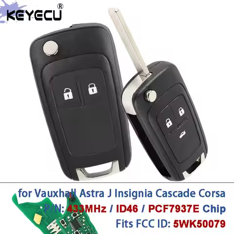 KEYECU 433MHz ID46 / PCF7937E Chip 5WK50079, B01T3BA Remote Key Fob for Opel Vauxhall Astra J Insign