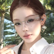 Y2k Trendy Frameless Square Glasses Fashion Flat Glasses