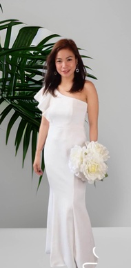 V E N U S ONE SIDE RIBBON LONG GOWN WEDDING BRIDAL DEBUTBENTOURAGE LONG FORMAL DRESS francel ninang 