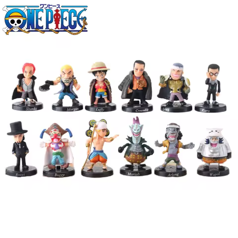 12Pcs/Set One Piece Monkey D Luffy Gekko Moria Enel Shanks Buggy PVC Action Figures Model Dolls Toys
