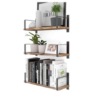 [48H Shipping] Iron-wood combination wall-mounted floating shelf Bedroom storage rack wooden multi-l