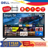 GELL 43 inches Android smart tv flat screen smart tv Youtube/netflix Frameless Ultra-slim Multiport（TV bracket)