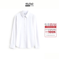 [HOT] Fitted Form Plain White Long Sleeve Men's Office Shirt - Routine 10S26SHL054