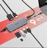 Unitek 9合1 USB3.1 Gen1 Type-C集線器(USB3.0 * 3 + HDMI + VGA + RJ45 +讀卡器+ PD 100W) D1026B