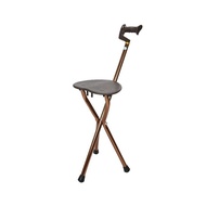 HY-$ Crutch Cane Crutch Stool Elderly Walking Stick Portable Non-Slip Triangle Four-Leg with Stool Crutch Chair Folding