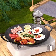 Nonstick Grill Pan Round Baking Stone Tray With Handle BBQ Griddle Pan Circular Frying Pan For Indoor Outdoor Camping Cooking