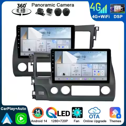 10 "Radio Per Honda Civic 8 FA/FD/FG 2005-2012 2din Android14 Carplay Multimidia Video Player GPS Na