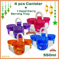 Bekas Kuih Raya Set / Cookies Container Set / Bekas Kuih Raya / Balang Kuih Raya /Canister Set - 4 pcs+1 Hand Carry Tray