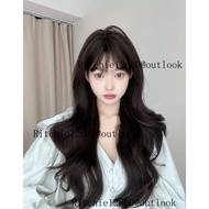 GDS Wigs วิกผมลอนสีน้ำตาลเข้ม มีหน้าม้า (ยาว 70 cm)