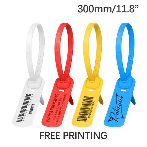 100 Custom Garment Security Tags Seals Plastic Off Shoe Clothes Bag Brand Logo Printed White Hang La