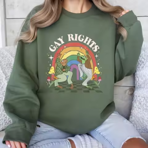 LGBT Sweatshirt Gay Pride Hoodie Be Gay Funny Frog Cottagecore Lesbian Unisex Gift Queer Streetwear 