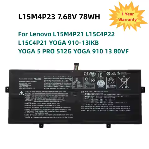 L15M4P23 7.68V 78Wh Laptop Battery for Lenovo Yoga 5 Pro 910-13IKB -80VF00BVHH Series L15C4P23 L15C4