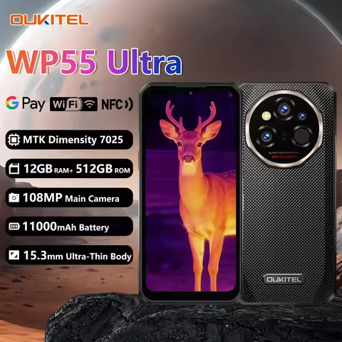 OUKITEL WP55 Ultra Rugged Phone - Thermal Imaging 5G MTK 7025,11000mAh,12+512GB,108MP 6.6" NFC Andro