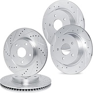R1 Concepts Front Rear Brake Rotor Kit |Brake Rotors| Brake Disc |Drilled and Slotted WGPN2-76027