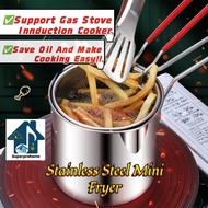 Home Japanese Mini Fryer With Strainer Basket Tempura French Fries Snacks Chicken Steak Fryer 304 St