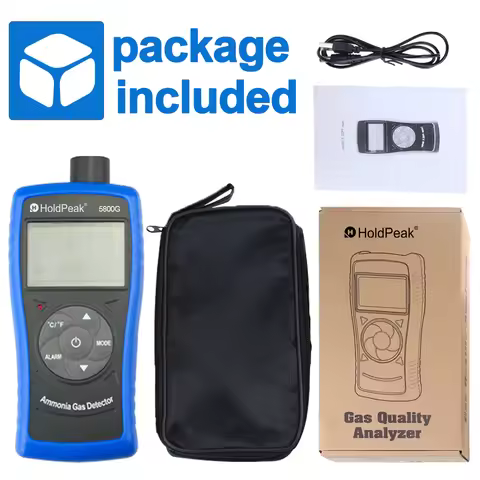 HoldPeak Ammonia Gas Detector NH3 Monitor 0-100ppm Gas Analyzer with Sound Light Alarm Temp Humidity