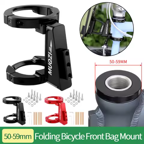 Folding Bicycle Front Bag Carrier Mount Adapter Aluminum Alloy Adjustable Clamp Ring for Birdy Dahon