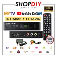 SHOPDIY Decoder MYTV Full Set Dekoder DVB-T2 Digital Sokong YouTube & TV Digital Decoder MYTV full s