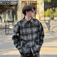 YOLO เสื้อเชิ้ต OVER SIZE เสื้อเชิ้ตคอปก แขนยาว 23601