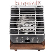 KANGNAI Japanese Charcoal Grill, Cast Metal Non Stick Hibachi Grill, Portable Square Shape Wooden Tr