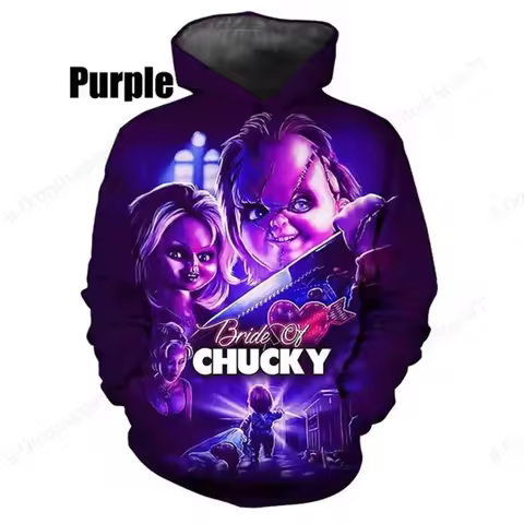 Autumn Winter Men's Hoodie 3d Horror Movie Chucky Print Hoodie Men Women Fashion Halloween Hoodies B