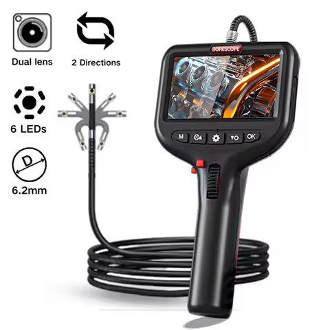 Two-ways Steering Industrial Endoscope Camera 6mm Dual Lens 4.3 inch Inspection Borescope For Endosc
