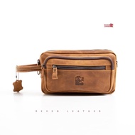 Tas Kulit Handbag Pouch Pria Clutch Pria Tas Tangan Pria Wanita Reven Nakula Crazy Horse Kulit Sapi 