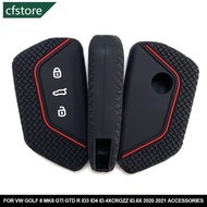 CFSTORE Silicone Car Key 3 Button Key Cases Cover Keychain Protection For VW Golf 8 Mk8 GTI GTD R ID