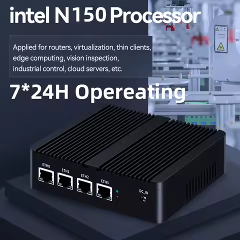 Fanless Mini PC Firewall DHCP Gateway Server Intel N150 N5105 Processor M.2 NVMe SSD 4x 2.5G Ethenre