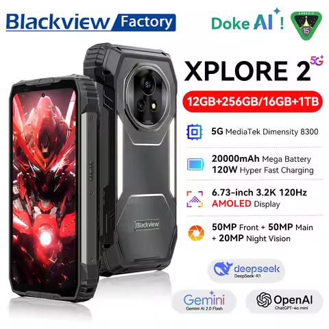 2025 Blackview XPLORE 2 5G Rugged Phone 6.73” 3.2K AMOLED Display 12GB+1TB Smartphone Android 15 NFC