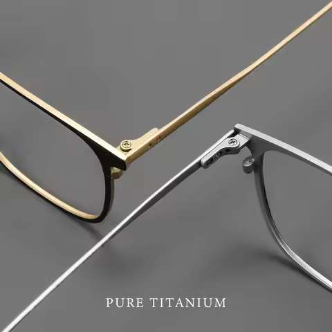 Titanium Frame Glasses VOSUN Ultra Light Pure Titanium Square Frame Glasses Business Men Retro Leisu