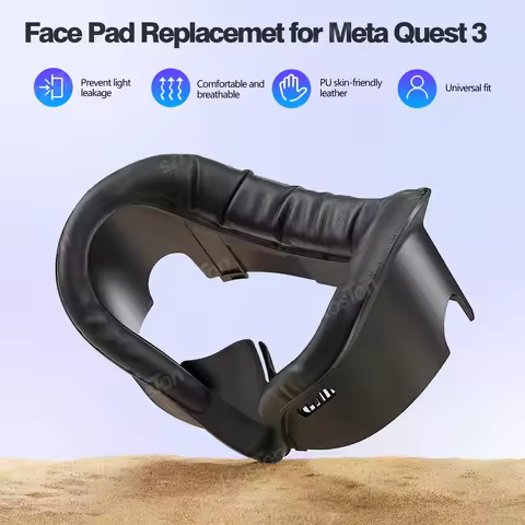 For Meta Quest 3 Facial Interface Replacement PU Leather Foam Face Mask Soft Comfortable Pad For Met