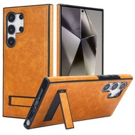 XPRO - Mag Stand Leather Lite - Samsung S24 Ultra Case 防撞磁吸支架皮紋手機保護殼 S23