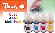 Peach C490/590 Printer Cartridges (BK, C, M, Y) Replaces Canon GI-590 for Canon Pixma G 1500, Canon 