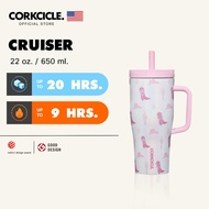 Corkcicle 22 oz (650 ml) Cruiser Tumbler | Cowgirl White Glitter Keeps Cold 20hrs Portable Glass