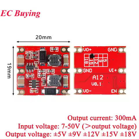 5Pcs/1pc 300mA DC-DC Step Down Buck Power Module Dual 15V 12V 5V to 7-50V Output ±15V ±12V ±5V Conve