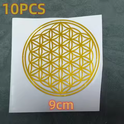 10PCS/Lot 9cm Flower of Life Copper Energy Stickers Phone Case Sticker Crafts DIY Pyramid Epoxy Resi