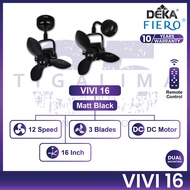 DEKA FIERO TINY & VIVI 16 Inch 3 Blades 12 Speed Remote Control DC Motor Ceiling Fan Wall Fan Corner