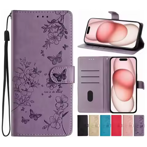Flower Butterfly Wallet Case For Motorola Moto E13 E20 E40 G04 G04S G05 G14 G15 G24 G34 G35 G56 G66J