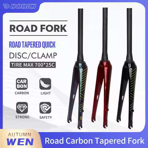 New DODICI Full Carbon Fiber Fork 700*25C Road Bike Hard Fork Disc Brake C Brake Tapered Quick Relea