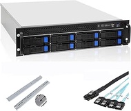 RackChoice M-ATX/Mini-ITX 2U Rack Mount Depth 21.5" Server Chassis 6Gbps Hotswap 8bays ATX PSU Compa